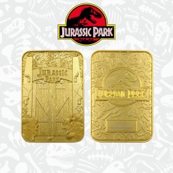 Réplique en métal plaqué or ticket Jurassic Park Entrance Gates