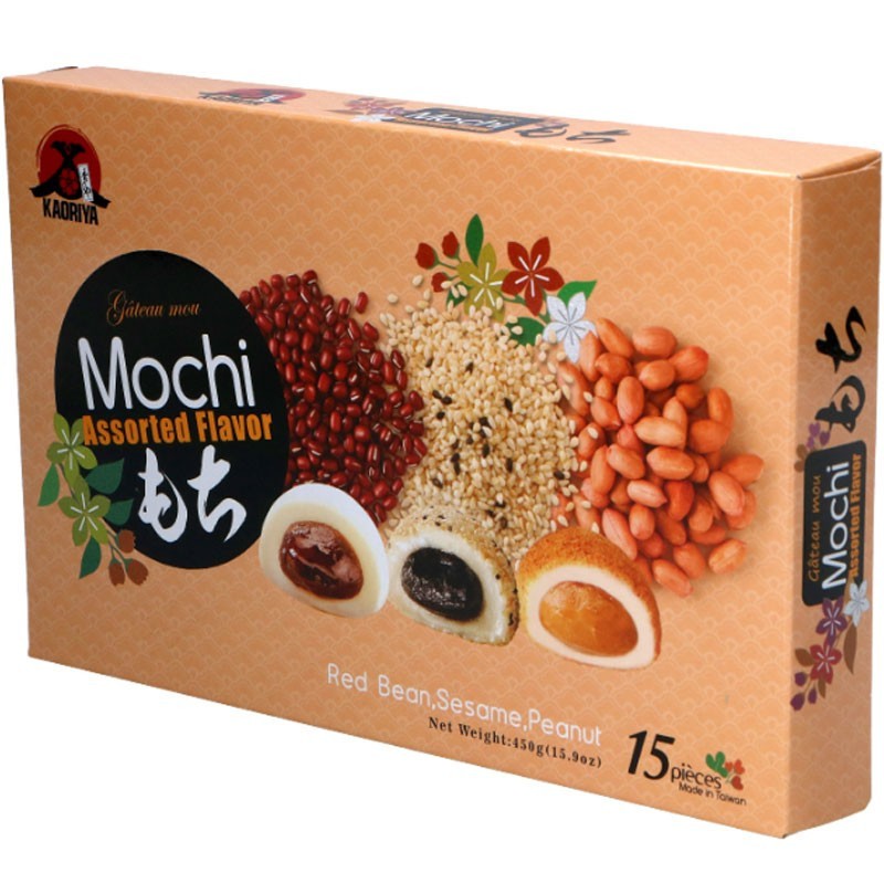 Assortiment de 15 Mochis haricot rouge / sésame / cacahuète