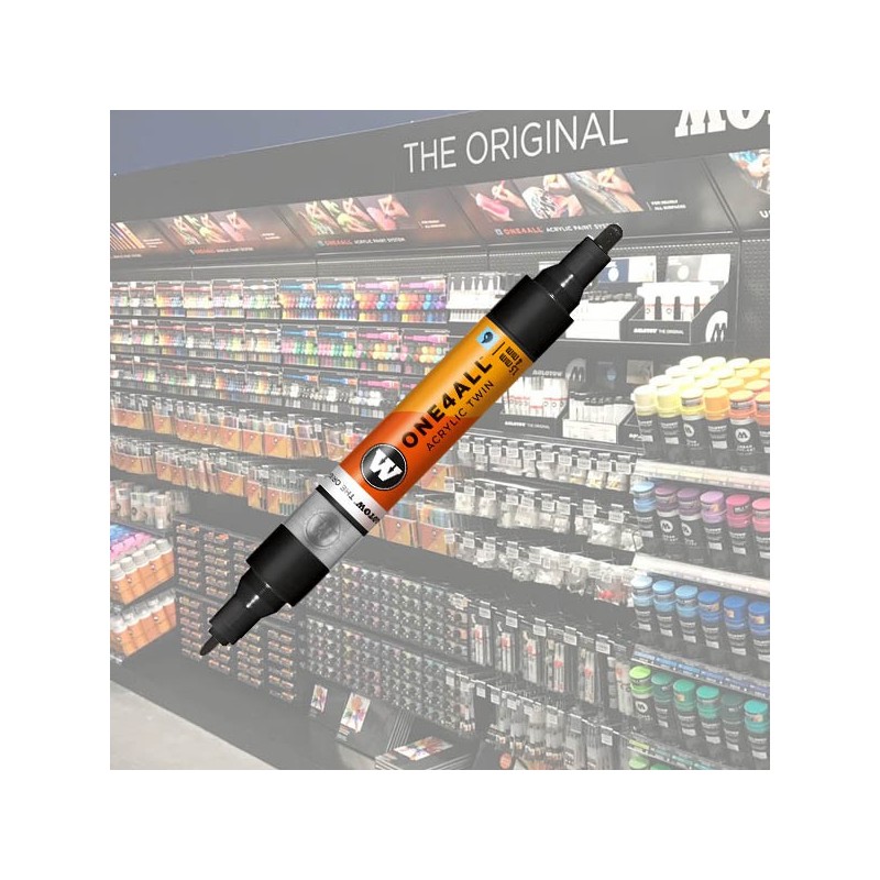 Marqueur Molotow Acrylic Marker One4All Twin 1,5/4mm 180 Signal Black / Noir