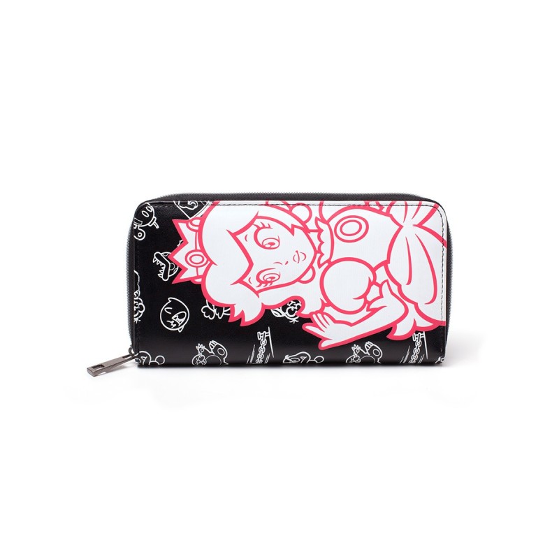 Porte-monnaie femme à fermeture éclair Super Mario Peach