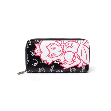 Porte-monnaie femme à fermeture éclair Super Mario Peach